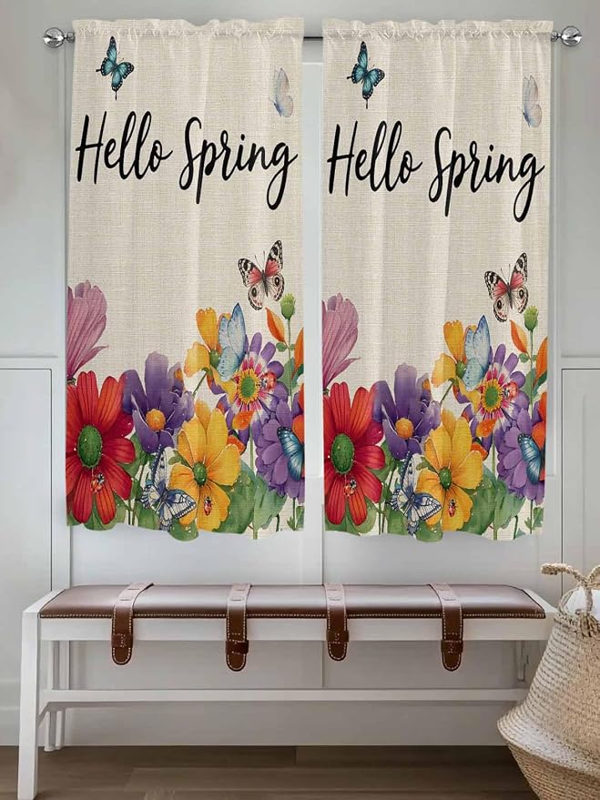Spring Flowers Living Room Curtains 72 Inches length, Farmhouse Vintage Country - Image 4