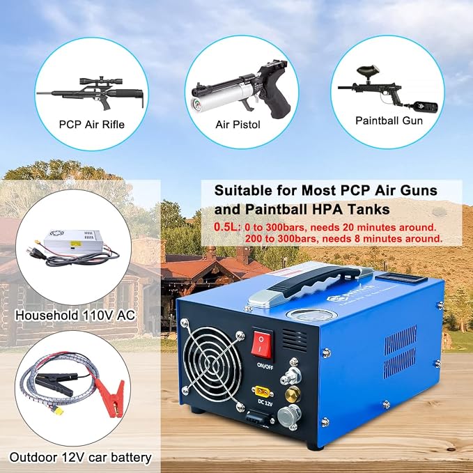 PCP Air Compressor, Portable 4500Psi/30Mpa, Water/Oil-Free, PCP Rifle/Pistol - Image 3