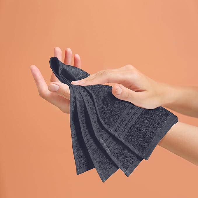 BOUTIQUO Ultra Soft Cotton 6 -Piece Hand Towel Set 16x24 Inch, Ideal for use in Bathroom, Kitchen, Gym, Spa & General Cleaning, Compact & Lightweight Multi Purpose Hand Towels - Charcoal Grey