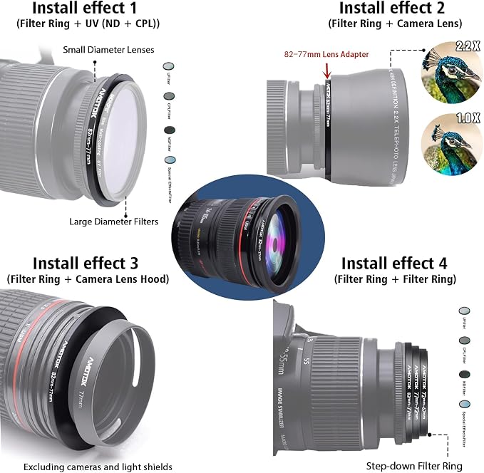 82mm Lens to 77mm Camera Lens Adapter, 82mm to 77mm Filter Step-Down Ring - Image 6