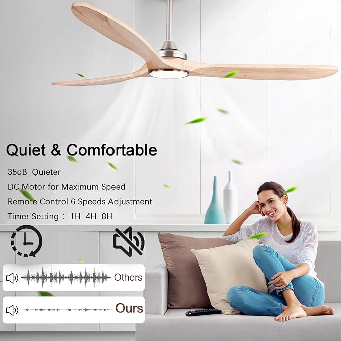 QUTWOB 52" Wood Ceiling Fans - Image 3