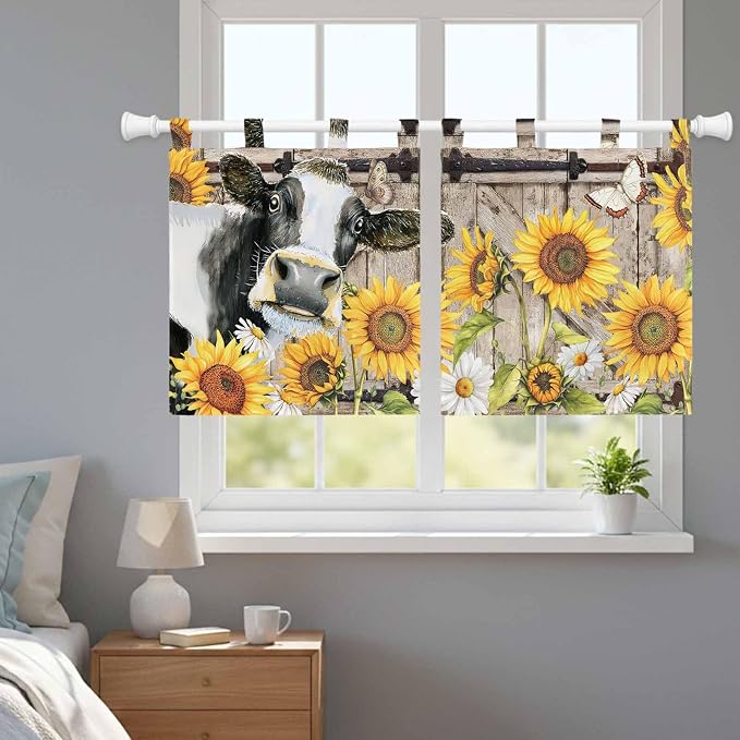 Retro Farmhouse Flower Kitchen Curtains 24 Inch Length, Small Window Curtains - Image 9