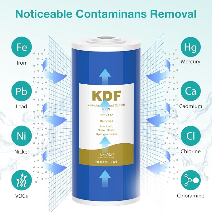 SimPure Whole House Water Filter Cartridges 5 Micron 10" x 4.5" CTO+GAC/KDF - Image 5