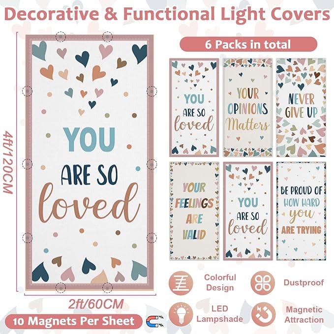 QOUBAI 6 Pcs Fluorescent Light Covers, 4x2 Feet Magnetic Light Cover - Image 2