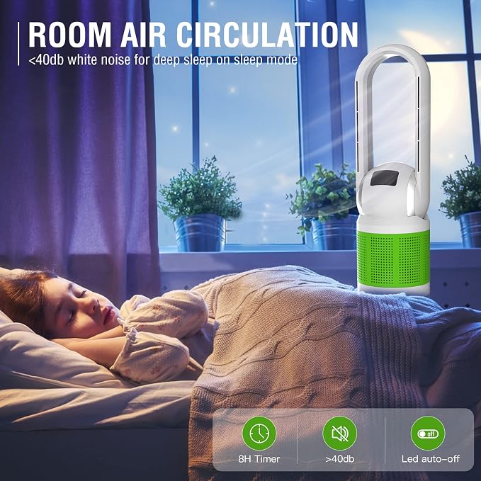 Mitcent Bladeless Tower Fan and Air Purifier in One 32-Inch, HEPA-filter - Image 5