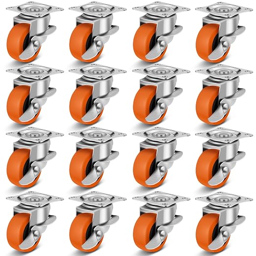2" Caster Wheels, Casters Set of 16, Heavy Duty Caster by BOSGEOT