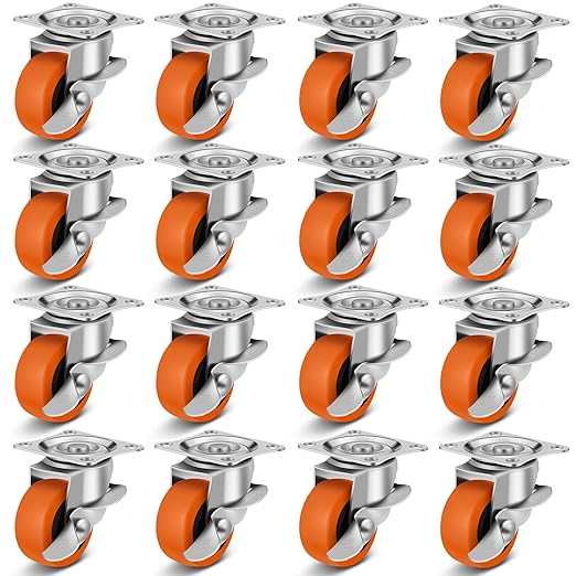 Caster Wheels, 1.5 Inch Casters Set of 16, Heavy Duty Caster by BOSGEOT