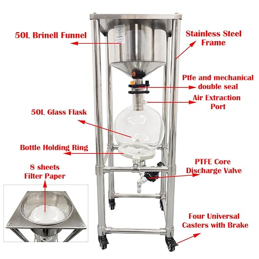 50L Glass Vacuum Filter, Lab Vacuum Suction Filter Device, Brinell Funnel/High - Image 2