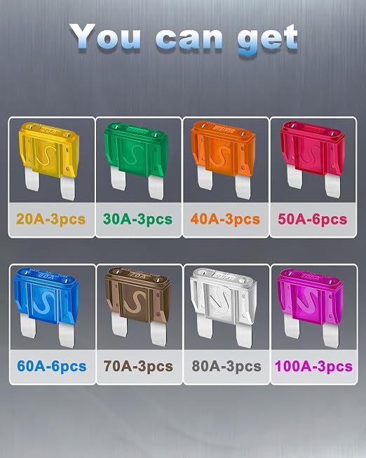30 Pcs Maxi Fuses Assortment Kit - 32V Blade Automotive Fuse - Image 4