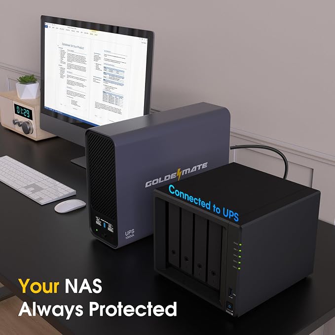 GOLDENMATE 1000VA/800W Lithium UPS Battery Backup and Surge Protector, Sinewave - Image 2