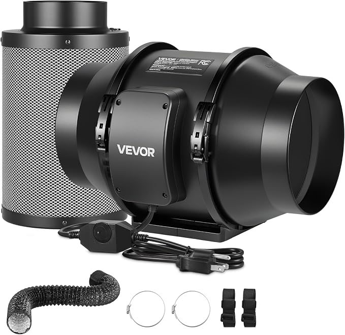 VEVOR 6" Air Filtration Kit, 180 CFM Inline Duct Fan by VEVOR