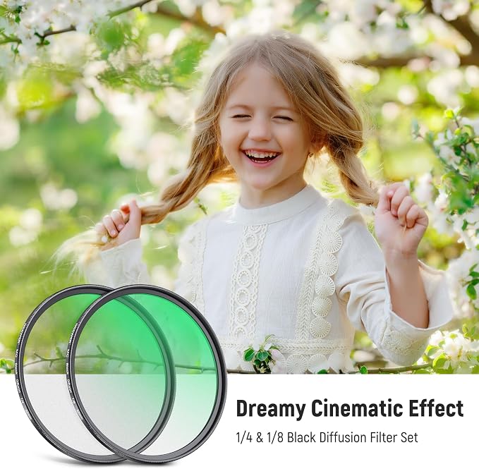 NEEWER 62mm 1/4 & 1/8 Black Diffusion Camera Lens Filter 2 Pack Set, Dreamy - Image 2