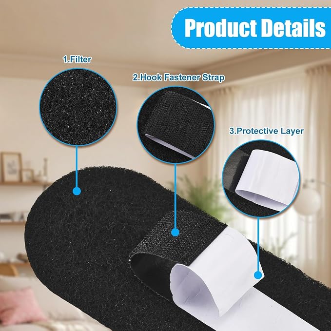 JSCARLIFE Activated Carbon Fan Filter Pads, 3mm Ceiling Fan Blade Air Purifier - Image 7