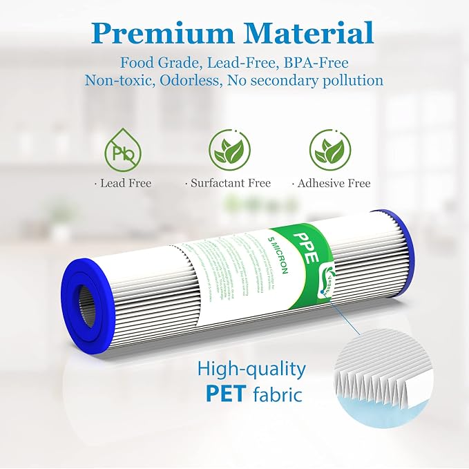 5 Micron Water Filter 10" x 2.5", 10-inch Whole House Sediment Pre-Filters - Image 4