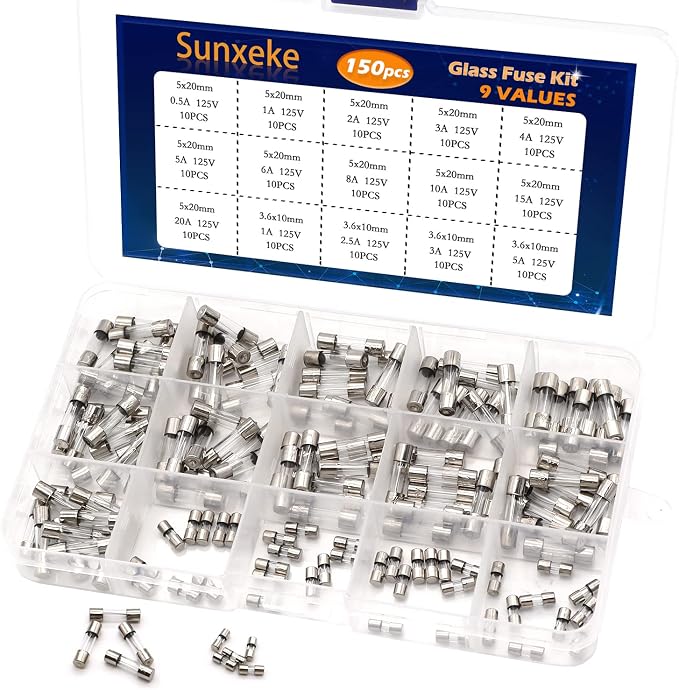 150Pcs Christmas Light Fuses 15 Values 125V Fast Blow Glass Fuses Assortment - Image 4