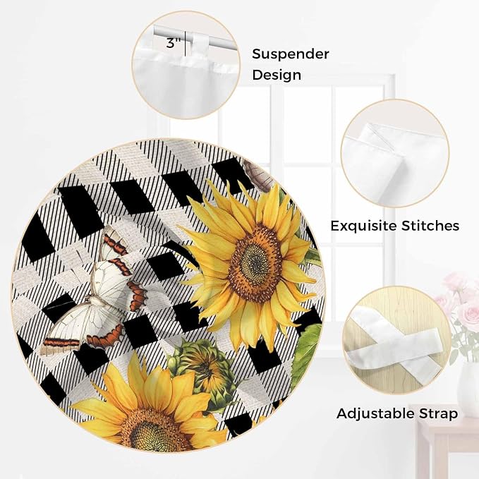 Sunflowers Bedroom Curtains 72 Inch Length, Window Curtains Tab Top - Image 6