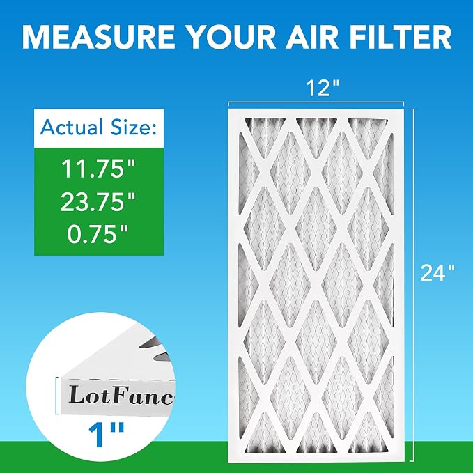 LotFancy 12x24x1 Air Filter MERV 8 4-Pack, Electrostatic Pleated Furnace & AC - Image 2