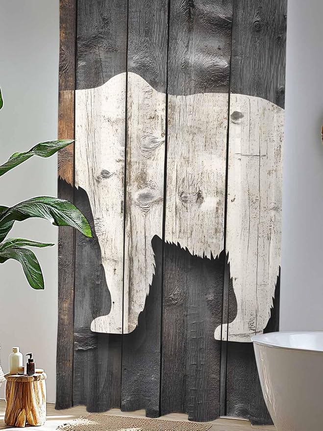 Sheer Curtains 108 Inches Long, Vintage White Brown Bear Semi Sheer Curtains - Image 4
