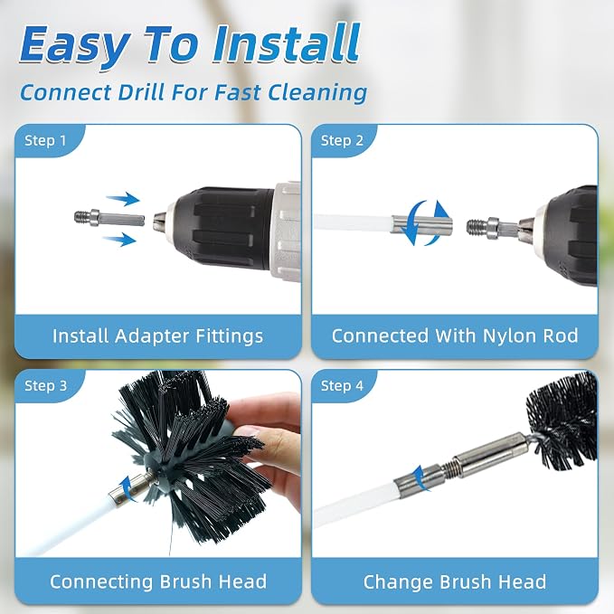 21 Feet Dryer Vent Cleaning Brush Kit, fireplaces, Ventilation ducts - Image 3