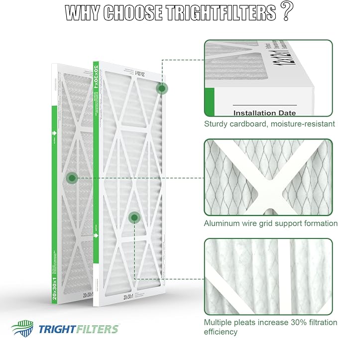 20x30x1 Air Filter 4 Pack, MERV 8 Pleated Dust Defense Air Filters Replacement - Image 4