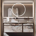 40IN Modern Bathroom Vanity with Sink - Bathroom Vanity with Drawer Organizer, LED Mirror Lights & Defogging Function | Wall - Mounted Vanity with Multifunctional Storage Rack