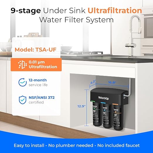Waterdrop WD-TSA-UF 0.01 μm Ultra Filtration Under Sink Water Filter, Under - Image 2