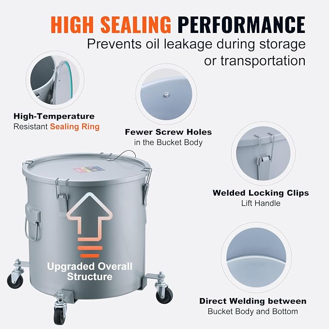 VEVOR Fryer Grease Bucket, 8 Gal Oil Disposal Caddy - Image 4