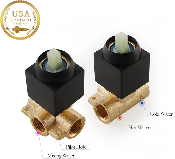SKOWLL Bathroom Shower Valve Single Function Shower Mixer Valve, Wall Mount Single Handle Water Mixing Valve Kit Include Brass Rough In Shower Trim, Matte Black