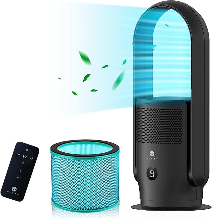ULTTY Bladeless Tower Fan and Air Purifier Combo, Quiet Oscillating Fan by UULTTY
