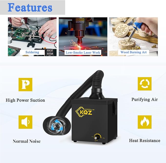 KQZ-B1 Solder Fume Extractor, 168m³/h Strong Suction Smoke Extractor, 5*Thick - Image 6
