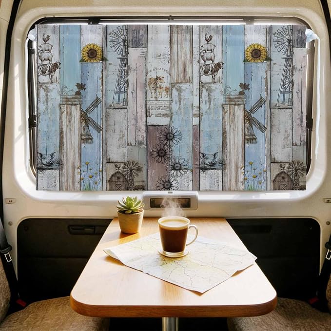 Blue Grey Wooden Magnetic Double Layer Car Window Shades, Side Window Curtains - Image 9