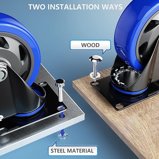 5 Inch Caster Wheels with Safety Dual Locking, Heavy Duty Casters Set of 4 - Image 4