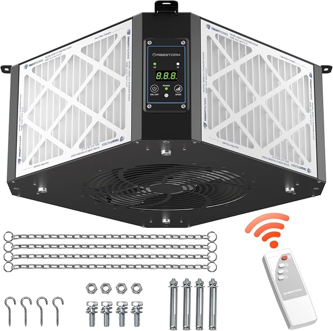 ABESTORM 360 Degree Intake Air Filtration System Woodworking 1350 CFM Hanging by AbestormSolutionsINC