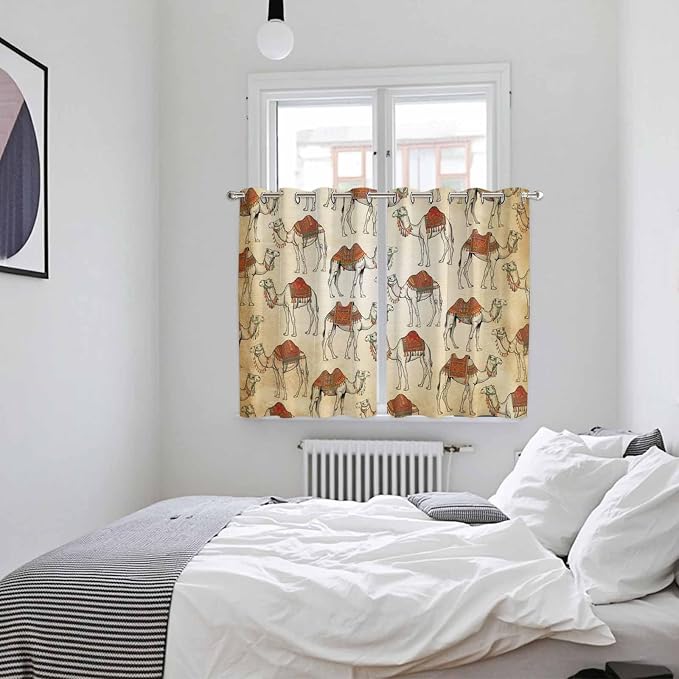 2 Panel Kitchen Cafe Curtains, Desert Sand Camel Sunlight Filtering Nature Air - Image 4