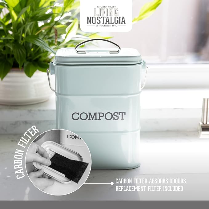Kitchen Craft Living Nostalgia Vintage Blue Compost Bin LNCOMPBLU - Image 4