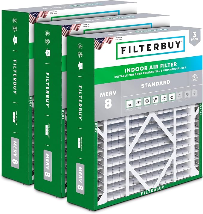 Filterbuy 21x24.5x5 Air Filter MERV 8 Essential Dust & Allergy Defense by Filterbuy