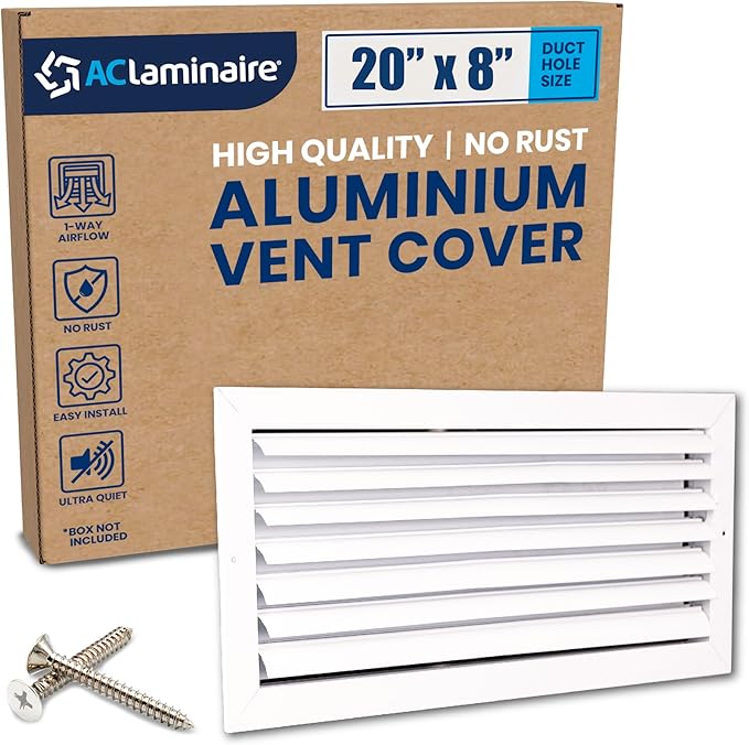Aluminum 1-Way Air Vent Cover 20x8 Wall or Ceiling Register Multi-Shutter by ACLAMINAIRE