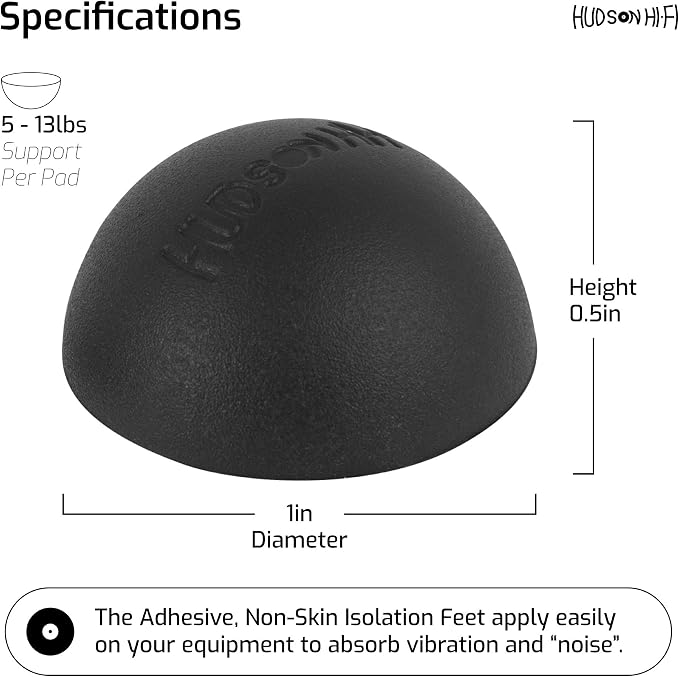 Hudson Hi-Fi Speaker Isolation Feet – Adhesive Silicone Anti-Vibration Pads - Image 3