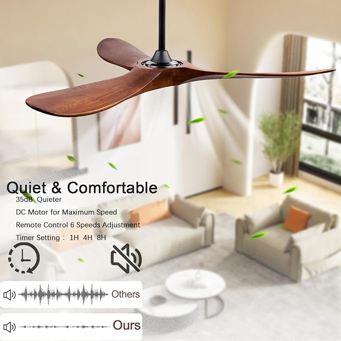 QUTWOB 52" Wood Ceiling Fans - Image 5