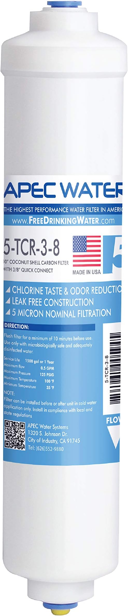APEC Ultimate Series US Made 10" Inline Carbon Filter by APECWaterSystems