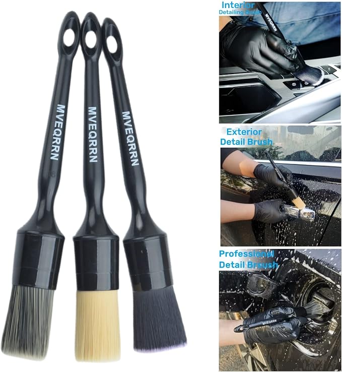 3pcs Car Detailing Brush Set-1pcs Boars Hair Car Detailing Brushes, Leather - Image 4