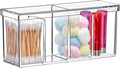 Amazing Abby - Qutie - Acrylic 4-Compartment Makeup Organizer with Lid, Clear Plastic Bathroom Vanity Organizer, Great for Cotton Balls, Cotton Swabs, Makeup Sponges, Lipsticks, and More