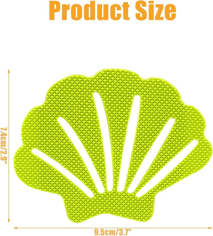 12 Pcs Non Slip Bathtub Stickers Green Adhesive Decals Sea Shell Shape Shower Stickers for Floor, Ladders, Bath Tub, Stairs, Bathroom