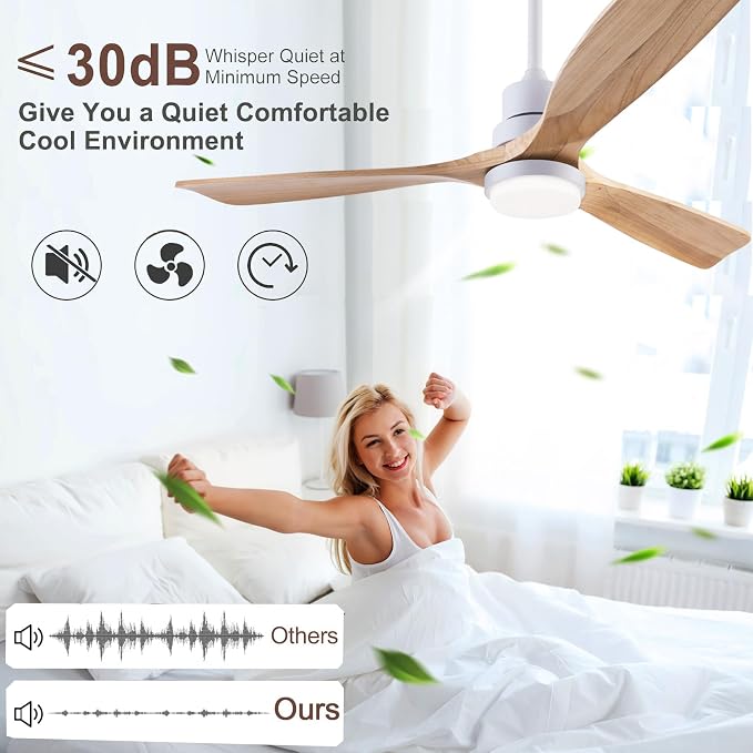 QUTWOB 48" Wood Ceiling Fan - Image 2
