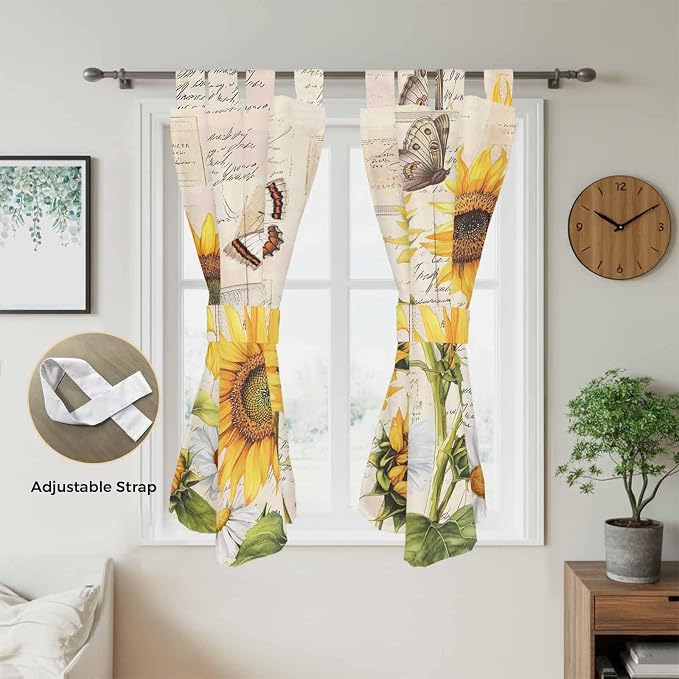 Yellow Sunflowers Living Room Curtains 84 Inch Length, Window Curtains Tab Top - Image 5