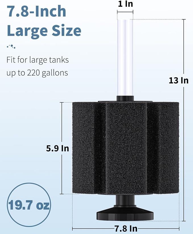 Pawfly Aquarium Large Bio Sponge Filter Quiet Betta Fry Shrimp and Fish Foam - Image 2