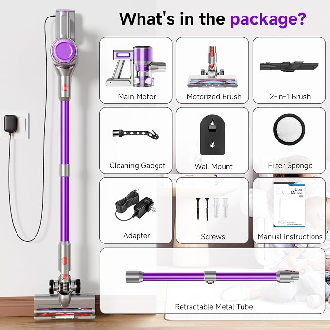 Cordless Vacuum Cleaner, 8 in 1 40Kpa 55Mins, Lightweight Vacuum Cleaners - Image 9