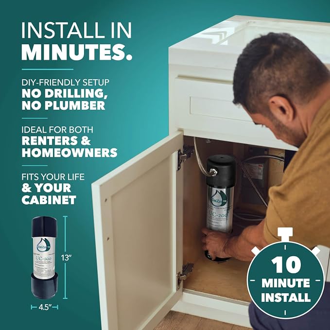 CuZn Under Sink Water Filter for Sink Faucet, 10K Gallons or 1 Year Filtration - Image 5