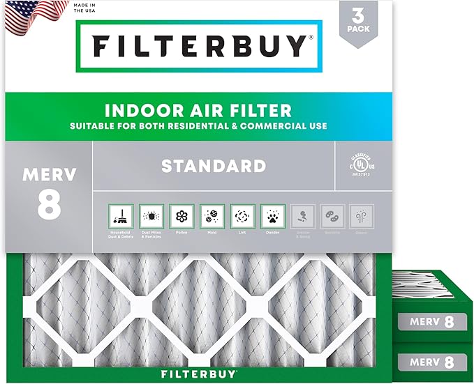 Filterbuy 10x10x2 Air Filter MERV 8 Essential Dust & Allergy Defense, by Filterbuy