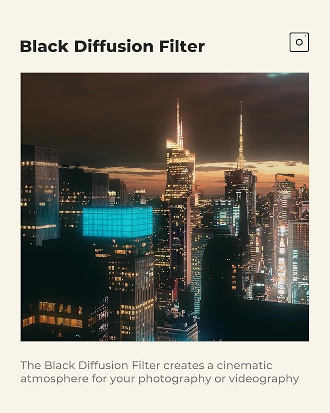 K&F CONCEPT 40.5mm Black Diffusion 1/4 Filter Mist Cinematic Effect Filter - Image 4